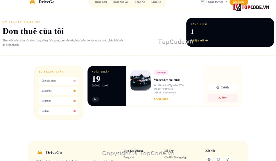web đặt xe,web thuê xe,thuê xe